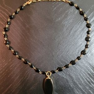 Goldtone and Black Bead Necklace